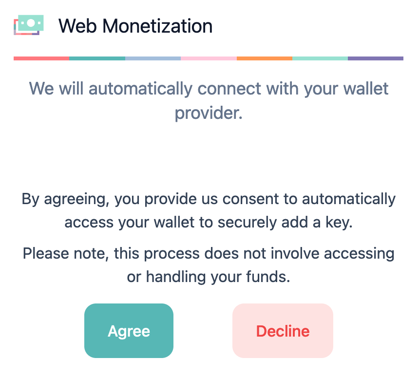 Consent screen to allow the extension to connect to your wallet provider with agree and decline buttons