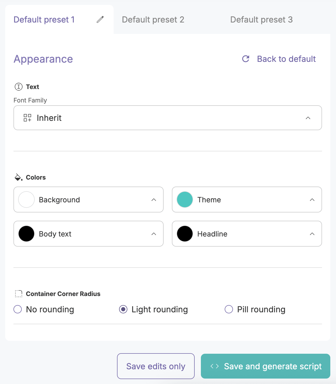Screen with three tabs, all with default labels, and a pencil icon appearing next to the first label